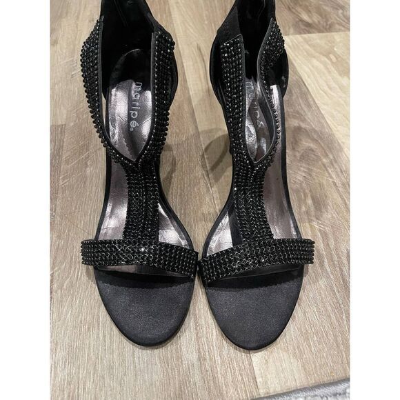 Maripe Black Jeweled heels size 9 - Picture 11 of 11
